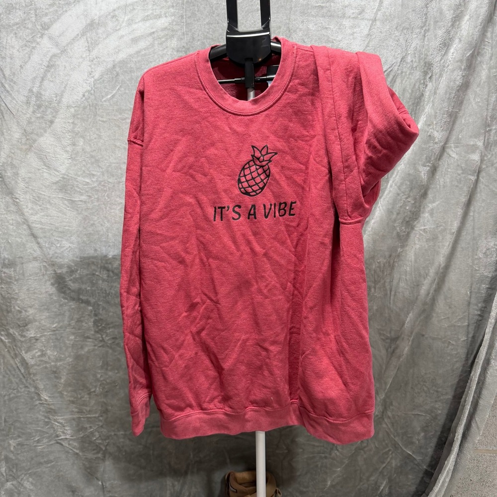 Womens Graphic Sweatshirt Pineapple It's A Vibe Crewneck‎ Coral Pink Pullover